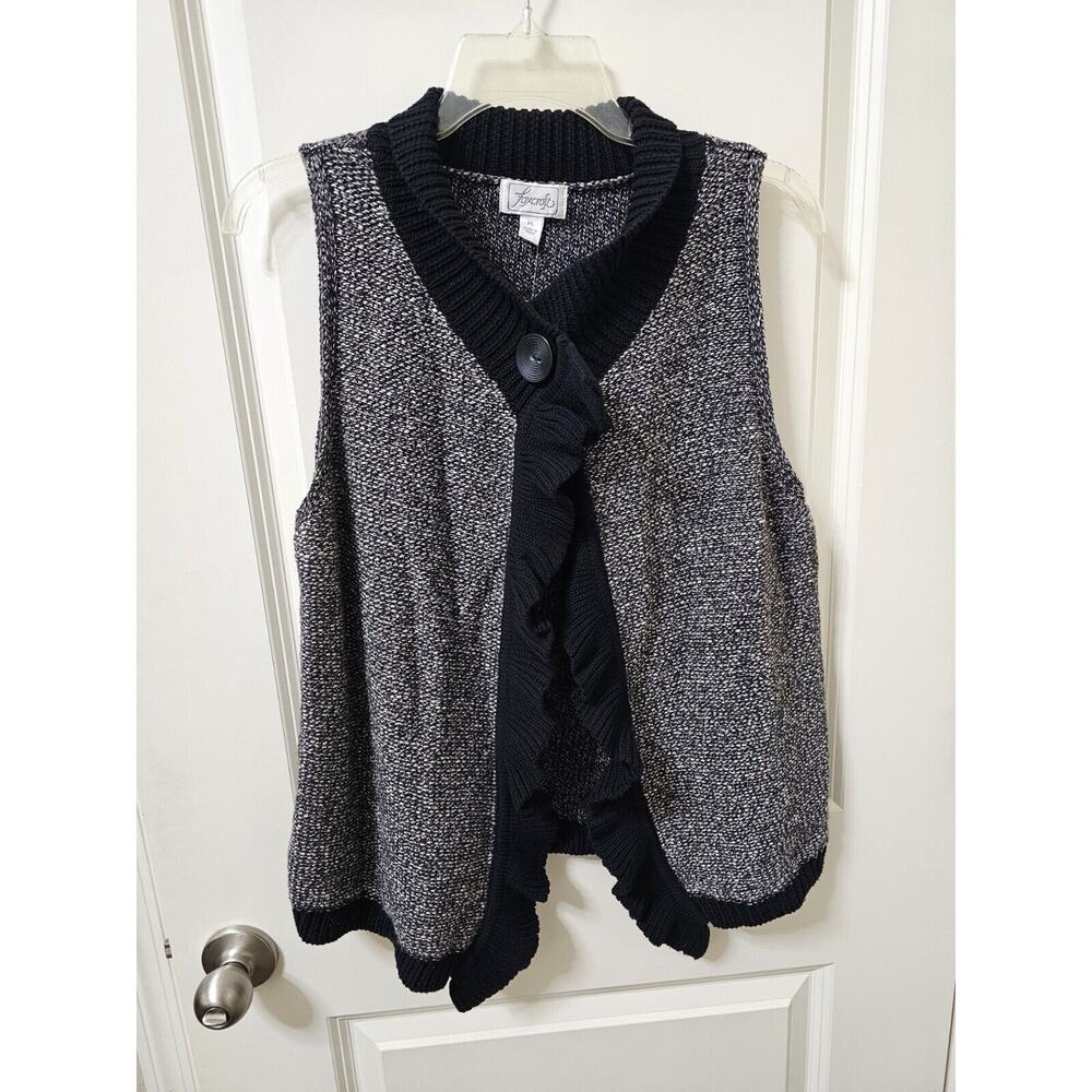 Foxcroft Black/Gray Sweater Vest Women's PL
